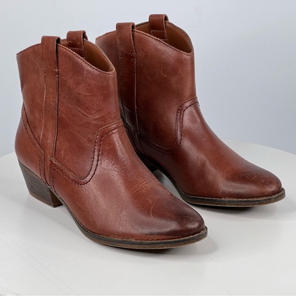 Kenneth Cole Booties Tale spin Ankle Boots Western Brown Leather Cowgirl Boho 6 - Picture 8 of 17